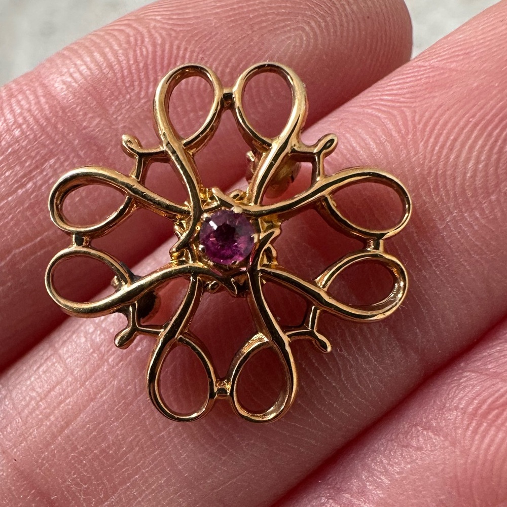 Vintage 10k Gold Fill Petite Ruby Brooch